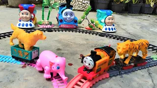 Drama Mencari Dan Merakit Kereta Thomas And Friends Kereta gajah,James,Gerbong Muat Hewan Ayam,Sapi