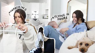 flying overseas with a 2 month old, unpacking + settling in! we're home!! (VLOG)