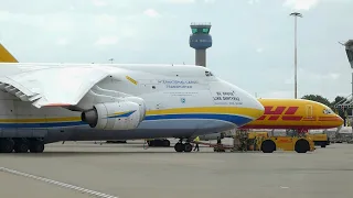 Antonov AN-124 UR-82008 🇺🇦 CLOSE UP Pushback & Take off from EMA!