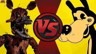 Boris the Wolf (Bendy and the Ink Machine) vs Foxy (FNAF)! Cartoon Fight Night Episode 22!