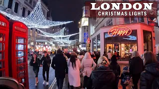 ✨🎄London Christmas Lights Walking Tour | London's West End Night Walk [4K]