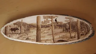 Polttopiirros. Woodburning to aspen disc.