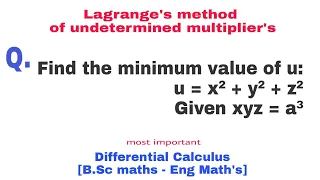 Lagrange's method of undetermined multipliers | problems #2