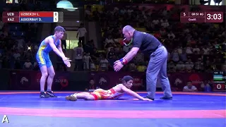 Qual. GR - 51 kg: L. UZBEKOV (UZB) v. D. ASKERBAY (KAZ)