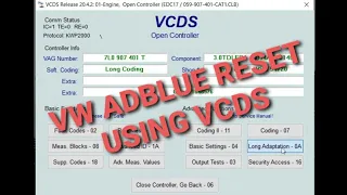 VW ADBLUE RESET USING VCDS