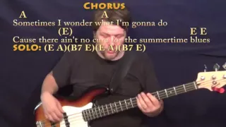 Summertime Blues (Eddie Cochran) Bass Guitar Cover Lesson with Chords/Lyrics