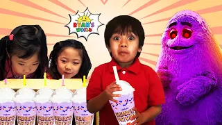 Tag with Ryan & Sisters Try the Grimace Shake Challenge in Real Life! Ryan's World All Characters