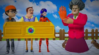 Scary Teacher 3D Cartoon Hello Neighbor Troll Miss T Who Faster Hand Game Wood Door vs Nick and Tani