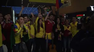 WC2018: Colombian fans greet team as it arrives in Russia