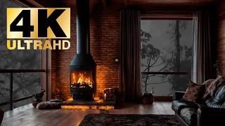 ❄Snowfall in Forest in Living Room with Relaxing Fireplace Sounds | Cozy Ambience for Work and Study