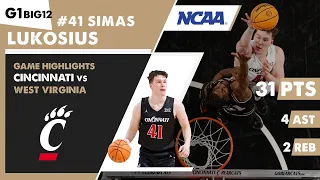 Simas Lukosius Cincinnati Bearcats vs West Virginia NCAA basketball BIG12 Tournament highlights | G1