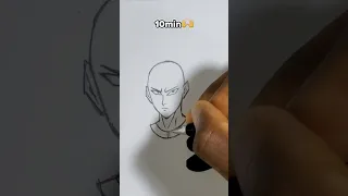 How to Draw Saitama🔥 in 10sec,10min,1hr,10hr #drawing #shorts #saitama