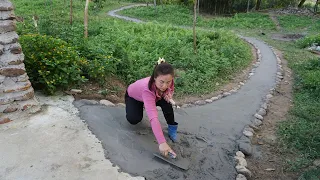 Open the road and pour cement concrete from the bridge to the house - Dung bushcraft, Farm life