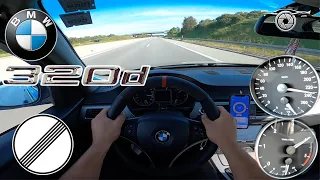 BMW E90 320d STAGE 1 233HP Top Speed and Acceleration on German Autobahn POV 🚗