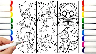 Sonic Team Coloring Pages Sonic The Hedgehog  Teils , Shadow ,Amy Rose, Knuckles draw COMPILATION 5