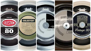 Celestion Speaker Shootout: Seventy80, Greenback, G12T75, G12B150, Vintage 30.