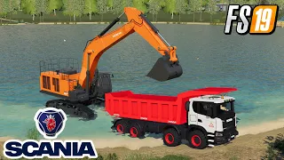 FS19 Scania XT Mining Hitachi Zaxis 870 LC TP Map Villenval Farming Simulator 19 Gameplay