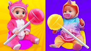 Baby Annabell doll & Baby Alive doll. Baby doll feeding with toy food & baby dolls' evening routine.