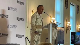 Bruce Springsteen at a press conference announcing a new building to house his archives