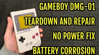 Game Boy DMG Repair Teardown - No power fix - Battery contacts corrosion