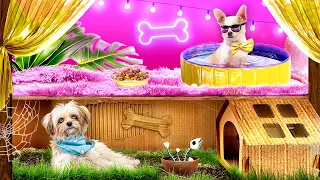 Cachorro Rico vs Cachorro Pobre! Construindo Salas Secretas para Animais de Estimação!