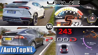 Lamborghini Urus vs Tesla Model X P100D 0-240km/h ACCELERATION & AUTOBAHN POV by AutoTopNL