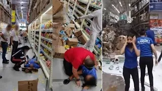 O desabamento de prateleiras no Supermercado Mix Mateus Atacarejo. Veja os vídeos. Uma pessoa morreu