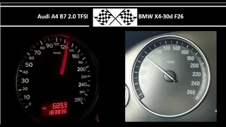 Audi A4 B7 2.0 TFSI VS. BMW X4-30d F26 - Acceleration 0-100km/h
