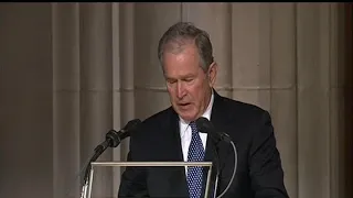 George W. Bush breaks down during eulogy for father