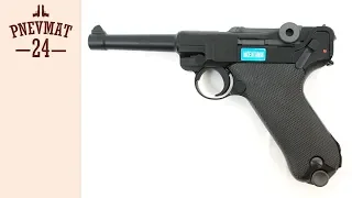 Страйкбольный пистолет WE Luger P08 4" Black (WE-P001)