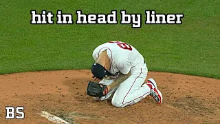 Hit in by liner in baseball / MLB