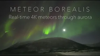 METEOR BOREALIS - 4K real-time meteors shooting through the aurora borealis - Norway