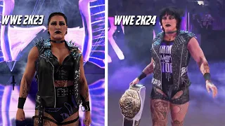 WWE 2K24 Rhea Ripley Entrance vs WWE 2K23 Entrance Comparison
