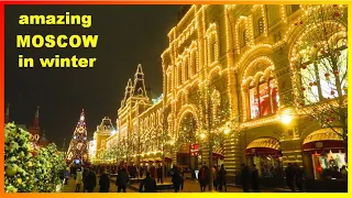 Magical lights in Moscow  Russia  at Christmas time - The most beautiful city in the winter world