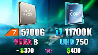 Ryzen 7 5700G (VEGA 8) vs i7 11700K (UHD 750) - iGPU and CPU Test
