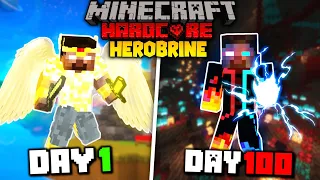 I Survived 100 Days as GOD HEROBRINE in Hardcore Minecraft... (Hindi)
