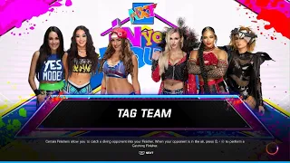 Roxanne, Brie, & Nikki Bella vs Becky, Bianca, & Charlotte. WWE 2K23