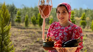 Daily rural vlog in village of iran and cooked easy eggplant stuffed in winter | Bademjan Kebab