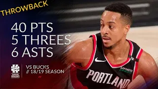 CJ McCollum 40 pts 5 threes 6 asts vs Bucks 18/19 season