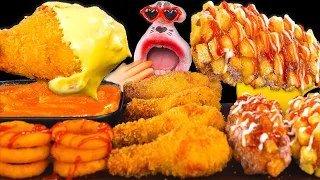SUB│Crispy Chicken, Cheesy Hot Dog, and Rose Tteokbokki ASMR Mukbang Eating Show
