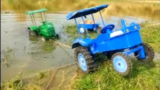 HMT Tractor Stuck in the Mud And Pulling Out Mahindra, Double E, Mini Excavator | Toy video | Cz toy