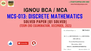 MCS-013 Solved Question Paper | Discrete Mathematics | TEE D2021 IGNOU | Q1