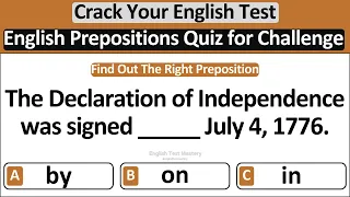 Crack Your English Test | English Prepositions Quiz for Challenge | English Test Mastery