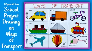 School Project Drawing on Ways of Transport | Drawing for Students | Types of Transport |