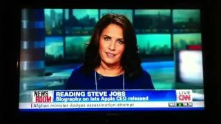 Steve Jobs Bio release CNN - LIVE broadcast INTERRUPTED by Crazy DWTS Fan.