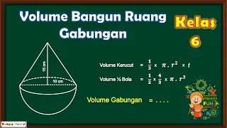 Cara Menghitung Volume Gabungan Bangun Ruang [Part 8 Volume Gabungan Kerucut dan Setengah Bola]