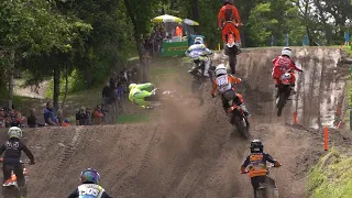 Three Riders Fighting for the Title - 85cc action from the Dutch Masters of Motocross in Oldebroek