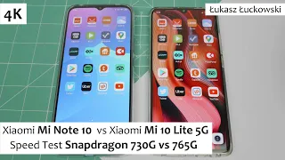 Xiaomi Mi Note 10  vs Xiaomi Mi 10 Lite 5G ❗❗❗ | Speed Test | Snapdragon 730G vs Snapdragon 765G