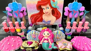 [ASMR]"The Little Mermaid" MakeUp Eyeshadow Into The Clear Slime. #satisfying , 인어공주 슬라임 (86)