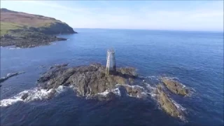 Calf of Man and sound Cafe Isle of Man port erin,, Drone